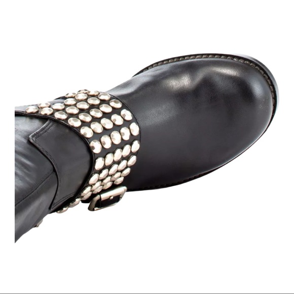BCBGeneration Halen Black Stud Buckle Zipper Boot - Picture 3 of 12